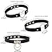 calary PU Leather Goth O ring and Love Heart Collar Chain for Women Girl (3 Set Black 3)