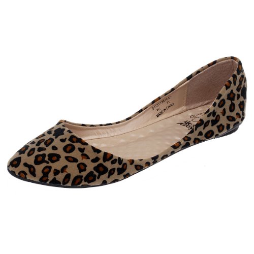 Alexis Leroy Women's Sexy Leopard Design Low Top Ballet Flats Shoes (38 M EU / 7-7.5 B(M) US, apricot)