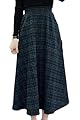 Cromoncent Women's A Line High Waist Plaid Classic Wool Blend Midi Skirt
