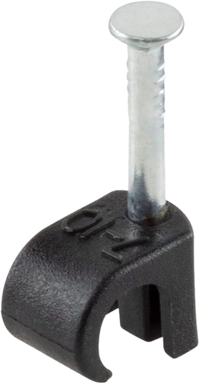 GTSE Round Black Cable Clips 7-10 mm Box of 100 Skirting Wire Nail Clips