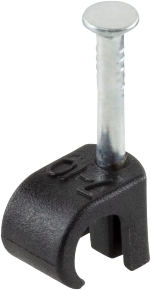 GTSE Round Black Cable Clips 7-10 mm Box of 100 Skirting Wire Nail Clips
