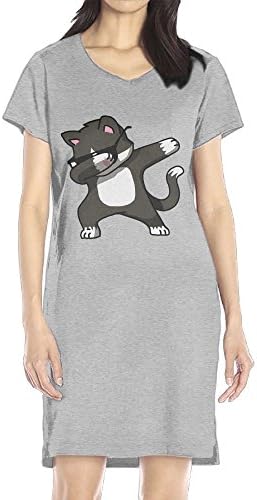Hoeless Dabbing Cat Women's Short Sleeve Casual T-Shirt Dress MAsh