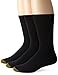 GOLDTOE Men's Uptown Crew Socks, 3-Pairs, Black, Large