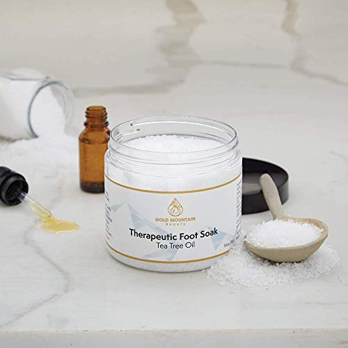 Tea Tree Oil Foot Soak with Epsom Salt. Helps Soak Away Athletes Foot, Fungi Nail, Toe Nail Fungus & Stubborn Foot Odor – Anti-Fungal, Anti-Bacterial, Soften Calluses & Soothes Sore Tired Feet (White), 16oz.