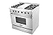 Thor Kitchen HRG3617U 36 in. Freestanding Professional Style Gas Range with 5.2 Cu. Ft. Oven, 4 Burners, Griddle, Convection Fan, Cast Iron Grates, & Blue Porcelain Oven Interior, In Stainless Steel