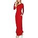 YS.DAMAI Women Long Sleeve Loose Plain Maxi Dresses Casual Pleated Long Dresses with Pockets(Red,XL)