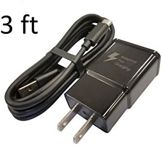 FAST Charger for Samsung Galaxy S9 S9+ S8 S8+ Note 8 + 3 Foot Type C USB-C Data Charging Cable - Black QuickCharge 2.0