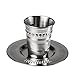 Ner Mitzvah Kiddush Cup and Tray - Premium Quality Stainless Steel Wine Cup - For Shabbat and Havdalah - Judaica Shabbos and Holiday Gift