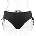 COCOSHIP Women's Black Solids Tone Bikini Bottom Side-Twist Hipster Swim Brief(FBA)
