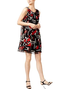Womens Geometric Print Shift Dress