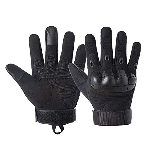 Qeedy Airsoft Paintball Gloves Men Tactical Gloves for Hiking Cycling Motorcycle Hunting Shooting Climbing Outdoor Camping Sports (Black, M)
