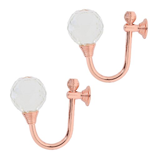 Homyl 2x Diamond Curtain Tie Backs Hook Wall Clothes Hanger Sunblind Pothook Clasp - Rose Gold