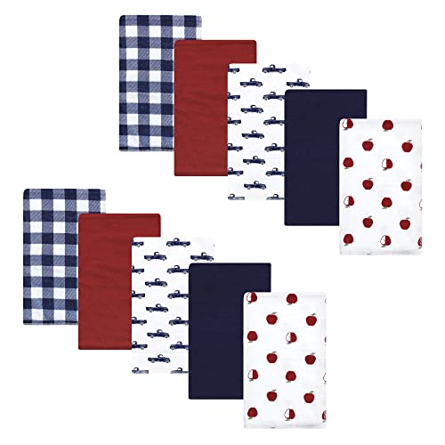 Hudson Baby Unisex Baby Cotton Flannel Burp Cloths, Apple Orchard, One Size