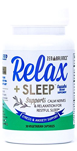 Relax + Sleep Pills - Stress & Anxiety Support Capsules Helps Restful Sleep - Relaxation Supplement Blended with Melatonin, 5-HTP, Chamomile, Vitamins, Ashwagandha and L-Theanine