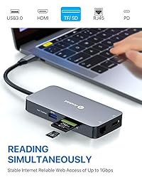 USB C Hub, andobil 9 en 1 de aluminio multipuerto USB C a adaptador de HDMI con tipo C puerto de carga, puerto Ethernet, puertos USB 3.0, micro sd SD para Macbook Pro, Surface Pro, Chromebook Pixel y más