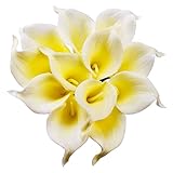 SMYLLS Calla Lily Bridal Wedding Bouquets with Latex-Look Like Real,Eco-friendly Odourless Artificial Flowers Christmas Home Decoration(12, Sweet White)