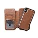 Wilken Wallet Case with Detachable Magnetic Phone Case Compatible with iPhone XR | Compatible with MagSafe & Wireless Charging | Top Grain Leather | Custom Metal Buttons (XR, Brown)