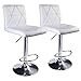 Leader Accessories Bar Stool,White Hydraulic Modern Diagonal Line Adjustable Bar Stools with Back,Set of 2