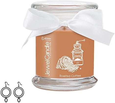 JewelCandle - scented candle Roasted Coffee with a silver jewellery surprise (Earrings)