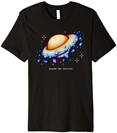 Mens Saturn Space Beyond The Internet Vaporwave Rainbow Aesthetic Large Black