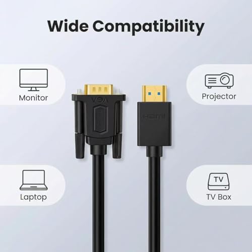 SHULIANCABLE HDMI to VGA Cable, Gold Plated Adapter Cable (Male to Male) Compatible with Laptop, PC, Monitor, Projector, HDTV (1M)