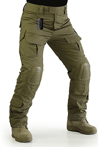 ZAPT  Pants with Knee Pads Airsoft Camping Hiking Hunting BDU Ripstop Combat Pants 13 kinds Army Camo Uniform  Trousers (Coyote Brown, M34)