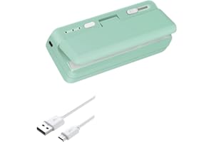 Juinrinet Mini Bag Sealer, USB Charger Potato Chip Bags Heat Sealer Capper, Reseals Snack Plastic Bag Heat Seal and Cutter Gr