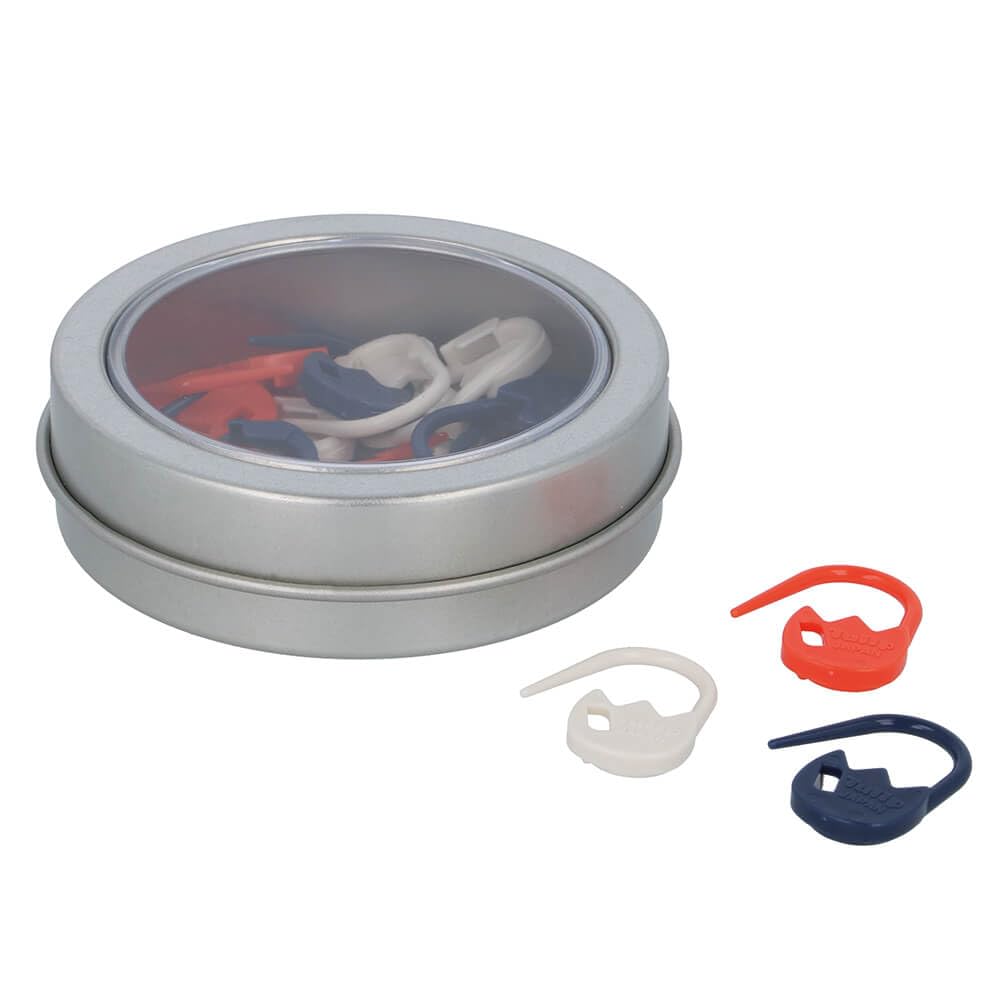 Tulip Stitch Markers, Navy/White/Orange, One Size