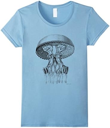 Womens Vintage Biology Barrel Jellyfish Tee T-shirt Medium Baby Blue