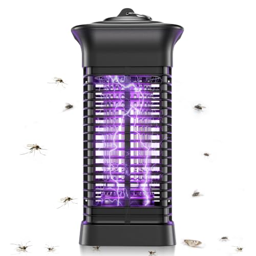 Lámpara Antimosquitos, Mata Mosquitos Eléctrico para Interior Exterior | Luz UV 360°, Rejilla 3000V, Bandeja extraíble, Resistente al agua IPX4, Para dormitorio y terraza