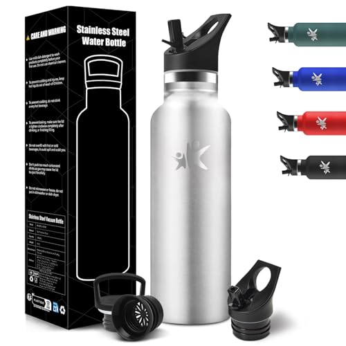 HoneyHolly Gourde Isotherme 750 ML, Reutilizable Sin BPA, Bouteille Isotherme, Aislamiento Al VacĂo de Doble Pared, Gourde Inox, avec Paille, Bouteille d'eau Metal para Adultos, Deporte, Oficina, Yoga
