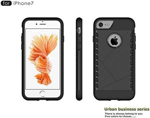 iPhone 7 Case, Snopow Rugged Shockproof Absorption Slim Fit Dual Layer Heavy Duty Armor Frame Hard PC Soft TPU Protective Covers for iPhone 7 4.7 Inch-Black