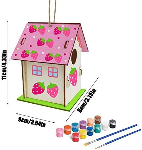 Simplenes DIY Bird House Kits for Kids Build Paint Your Own Bird House Creative Arts and Crafts 12 PaintsBrushes and Ropes Unique and Birthday Gifts for Boys Girls Kids a
