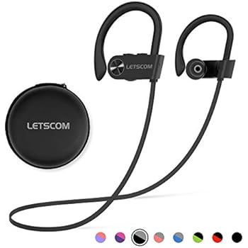 Bluetooth Headphones, LETSCOM Wireless Earbuds IPX7 Waterproof Noise Cancelling Headsets, Richer Bass & HiFi Stereo Sports Earphones 8 Hours Playtime Running Headphones with Travel Case