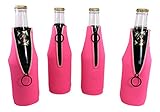 Beer Bottle Coolers Neoprene Collapsible Pink Set of 4