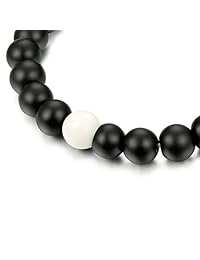 Thunaraz - Pulsera para pareja de relaciones con él y ella, 2 unidades, sin metal, OC1703Onyx+WSB