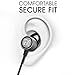 GEVO Noise Isolating in-Ear Headphones with Mic, Stereo Bass Earbuds, Sports Headphones with Ear Fins, Secure Fit for Exercises Like Running, Jogging, Gym in Ear Earbuds(Gray-Black)