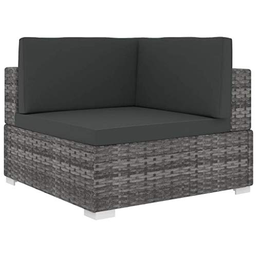 Festnight Ecksofa mit Auflagen Eckcouch mit Sitzpolster & Rückenpolster Gartenmöbel Sofagarnitur Poly Rattan Grau 70 x…