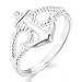 INBLUE Women's 925 Sterling Silver Ring CZ Silver Tone Anchor Nautical Size9