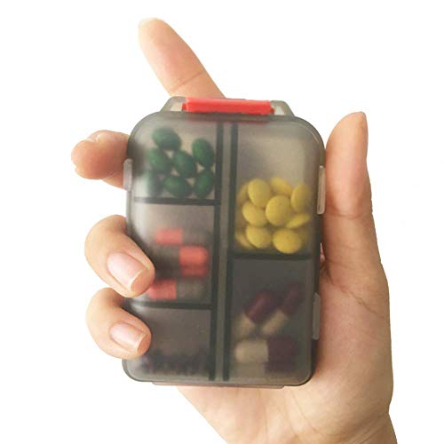 Pill & Vitamin Organizer case Box Travel Portable 2Pack (Black+White)