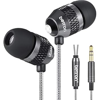 Betron B25 Noise Isolating in Ear Canal Headphones Earphones with Pure Sound and Powerful Bass for iPhone, iPad, iPod, Samsung Smartphones and Tablets (Black Without Remote)