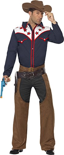 Smiffy's Men's Rodeo Cowboy Costume with Shirt Chaps and Hat