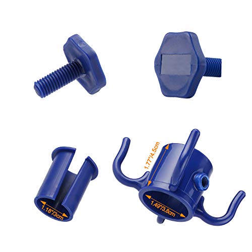 TAGVO 2 Pack Beach Umbrella Hanging Hook, 4-prongs Plastic Umbrella Hook Hanging for Towels/Hats/Clothes/Camera/Sunglasses/Bags-Durable, Fit for Beach,Camping Trips (Blue- 2 Pack)