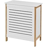 HOMCOM Armario de Baño con Estante y Cesta para Ropa Sucia - Color