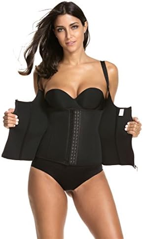 kaimap Women's Neoprene Waist Trainer Sweat Sauna Suit Slimming Corset Vest Body Shapers with Zipper for Weight Loss