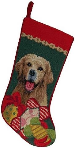 Elegant Decor Golden Retriever Gifts Dog Wool Needlepoint Christmas Stocking