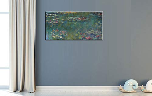 Canvas Wall Art Water Lilies by Claude Monet Painting Long Canvas Artwork Reproductions Famous Painting Framed for Living Room Home Decor