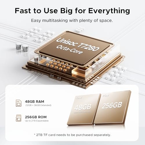 Luzglo P13 Pro 13 Inch Tablet, Android 16 Tablets, Gemini AI, 120Hz, 48GB RAM+256GB ROM/2TB TF, 12000mAh/18W, T7280 Octa-Core, 4G Dual SIM/OTG/16MP/Face ID/5G WiFi, Tablet with Keyboard Stylus