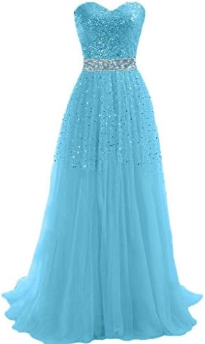 Hi Girls Exquisite Sweetheart Tulle Long Prom Dresses 2014 Party Gowns (US2, Blue)