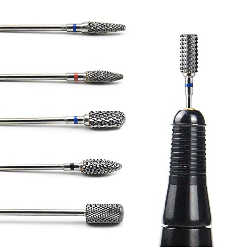 JEWHITENY Tungsten Carbide Nail Drill Bits Set 7Pcs Remove Acrylic Nail Polish Manicure Machine Accessories Electric Nail Files Nail Tools 3/32"